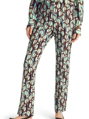$360 MARC CAIN Frederica Geometric Print Pants N1 NWT WC81.28J01 Mint Red Black